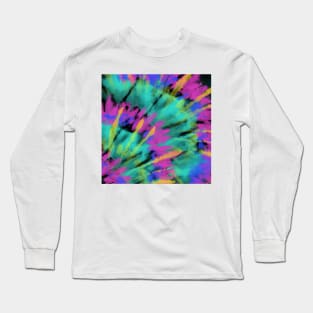 Tie Dye Sunburst Disco Pink Green Blue Long Sleeve T-Shirt